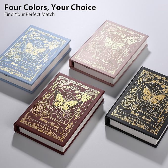 Magic Truth Book Light - Rechargeable LED Book Lamp for Home Decor, Ideal Christmas & Bookworm Gifts with Gold Foil Embossed Cover, Warm White Light for Entertainment & Relaxation (Pink)