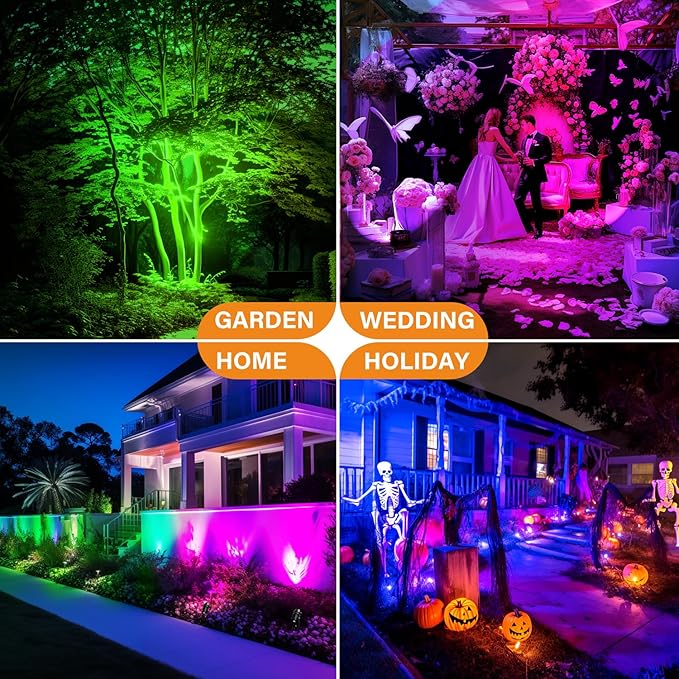 RGBW Low Voltage Landscape Lights, 16 Color Changing Outdoor Landscape Lighting with Remote Control IP67 Waterproof 12V 24V Landscape Spotlights for Garden Pathway Yard Christmas (2 Pack)