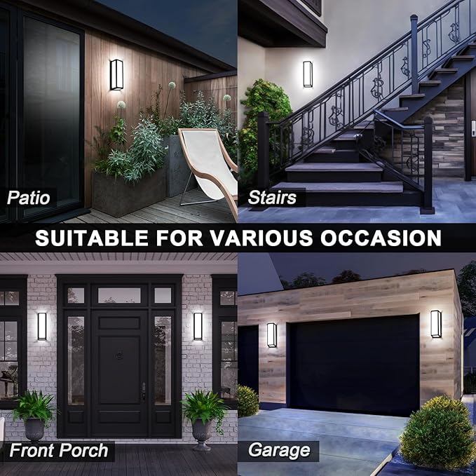 30Watt Modern Outdoor Wall Lights, 2000 Lumen Waterproof Exterior Porch Light, 6000K Daylight Anti-Rust Wall Mount Outdoor Wall Lighting for House, Front Porch, Garage