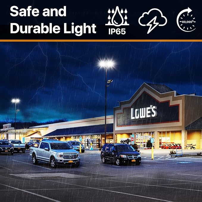 LED Parking Lot Light 300W 45000LM 5000K Quick Installation Slip Fitter Shoebox Pole Lights Outdoor IP65 Waterproof 120-277V 150LM/W Commercial Street Area Lighting for Parking Lot, Road