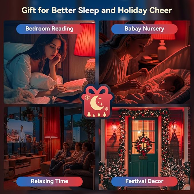 Neporal 625nm 9W Red Light Bulbs for Sleep, 100% Blue Light Blocking Light Bulbs for Melatonin Promoting, A19 LED 60W Equivalent Dim Red Night Light Bulb for Baby Nursery, Sleeping, Reading, 2-Pack