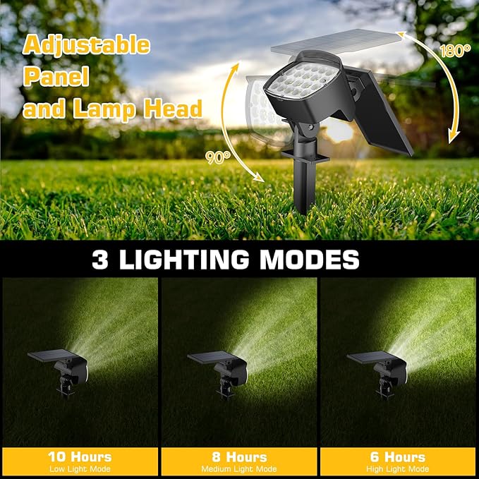 Kaxiida Solar Lights Outdoor Waterproof - 2025 Upgrade 3 Level Ultra Bright Spot Lights Uplights, LED Landscape Spotlight for Tree, Pathway, Wall, Adjustable Solar Panel Auto On/Off