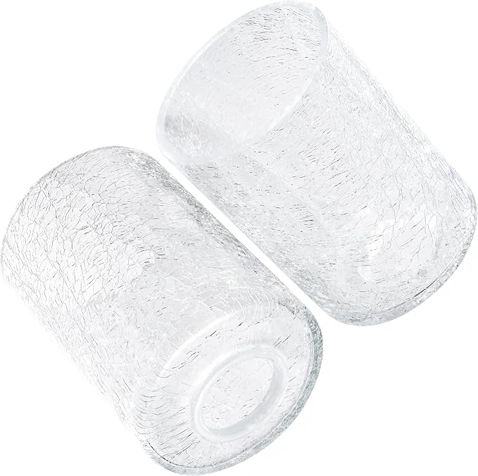GO&SO 6 Pack Crack Finish Cylinder Glass Lamp Shade, 5.5" Height, 3.94" Diameter, 1.65" Fitter, Clear Lamp Shades Replacement for Industrial Pendant Light/Bathroom Vanity Lamp/Wall Sconce/Chandelier