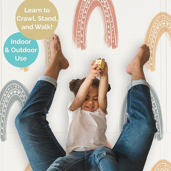 JumpOff Jo Baby Play Mat - Large Folding Foam Play Mat for Infants, Babies, Toddlers, Waterproof, Double-Sided (70" x 59")