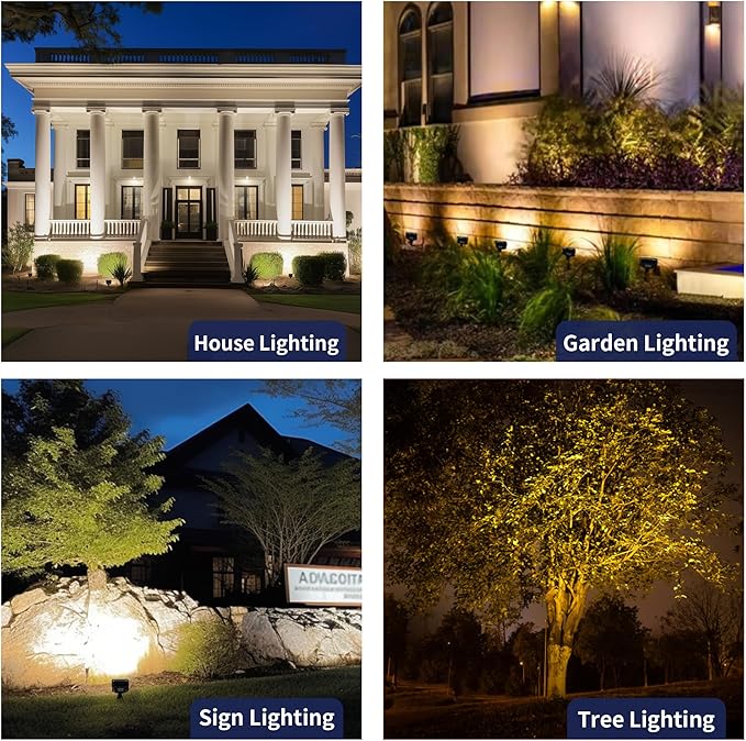Gardenreet LED Wall Wash Lights - Low Voltage Landscape Flood Light, Brightness & Warm White Cool White Adjustable, 12V Outdoor Waterproof Aluminum Lighting for Sign Wall Garden 12 Pack