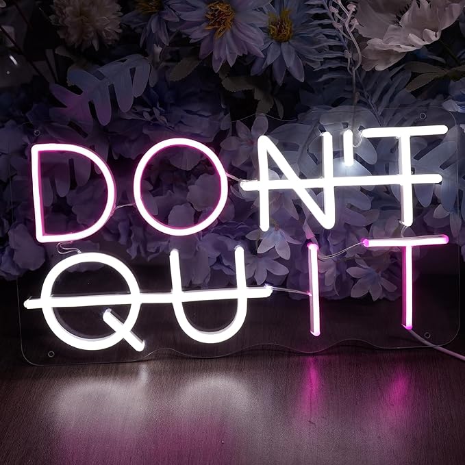 Don't Quit Neon Wall Sign, DO IT Led Neon Lights Party Decorations, Adjustable USB Powered with Plug Neon Signs for Office Room, Gym Room, Man Cave, Gamer Room Decor (Pink&White)
