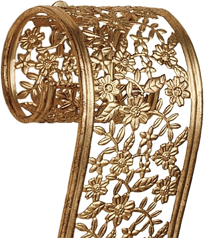 Touch of Class Classic Elegant Scrolling Diandre Metal Wall Sconce Pair - Finished in Antique Gold - Candle Pair Decor - Set of Two - Floral Vine - 16 Inches High