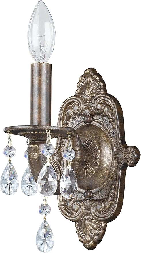Paris Market 1 Light Clear Crystal Venetian Bronze Sconce