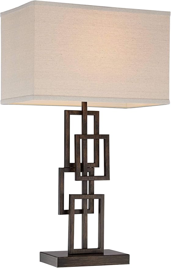 360 Lighting Kory Modern Industrial Table Lamps 26 1/2" Tall Set of 2 Dark Bronze Metal Sculptural Stacked Geometric Rectangular Shade for Bedroom Living Room House Home Bedside Nightstand Entryway
