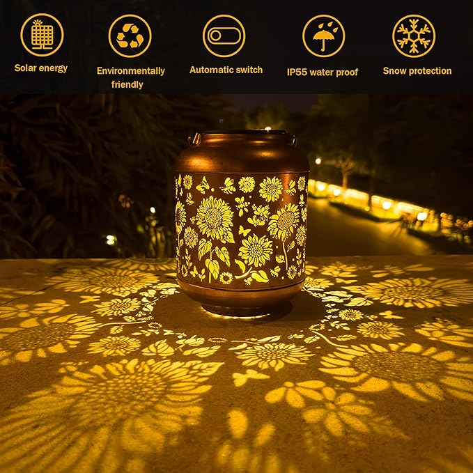 Solar Lanterns Outdoor Waterproof, Sunflower Gifts for Women Grandma Mom, Hanging Solar Lights for Backyard Porch Patio Table Yard Balcony Lawn Pathway, Mothers Day Gifts