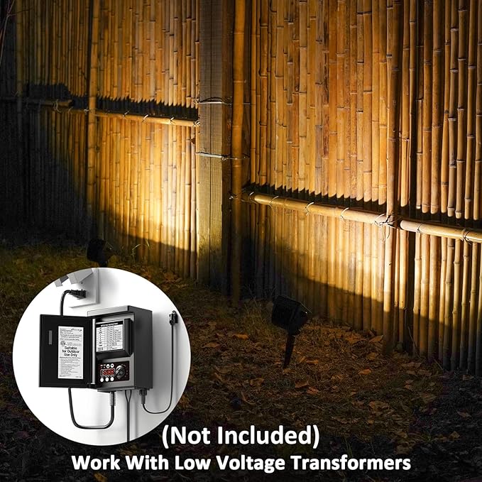 Low Voltage Spotlights 6PK Landscape Lighting Wall Wash Lights 2700K Warm White 18W 600 Lumens Outdoor Lights Aluminum Housing with Connector for Garden Yard Black Finish