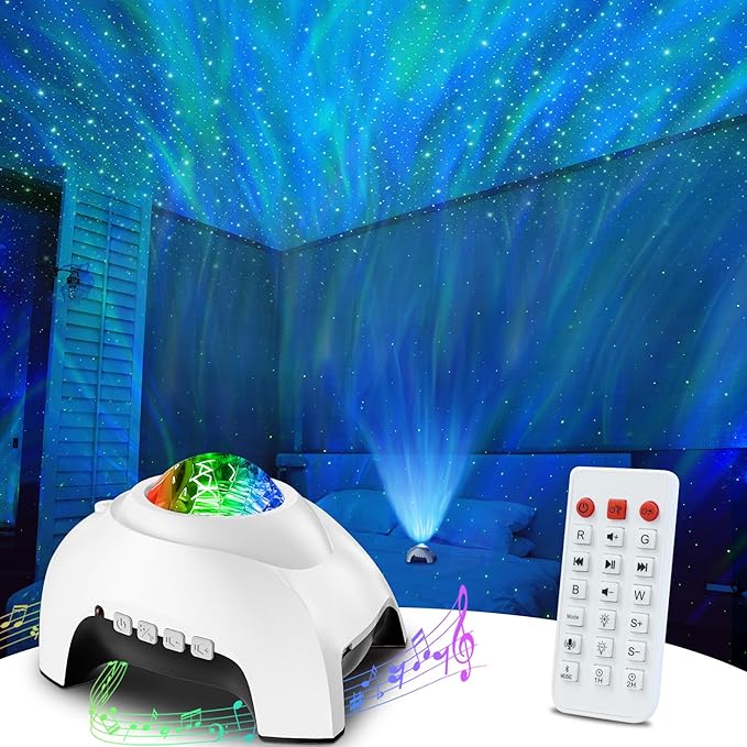 Rossetta Star Projector, Galaxy Projector for Bedroom, Bluetooth Speaker and White Noise Aurora Projector, Night Light Projector for Kids Adults Gaming Room, Home Theater, Ceiling, Room Decor