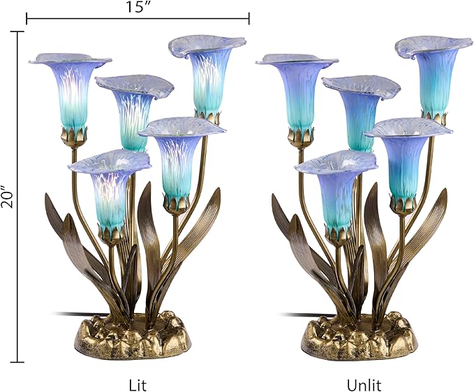 RIVER OF GOODS 20" H Hand Blown Glass 5 Calla Lily Uplight Accent Lamp