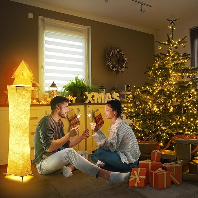 chiphy Floor Lamp, Dimmable 39" (XS) Tall Standing Lamp, 3 Levels Adjustable Brightness 12Wx2 LED Bulbs, Column Floor Light w/White Fabric Shade, Home Decor for Living Room, Bedroom, Kids Room
