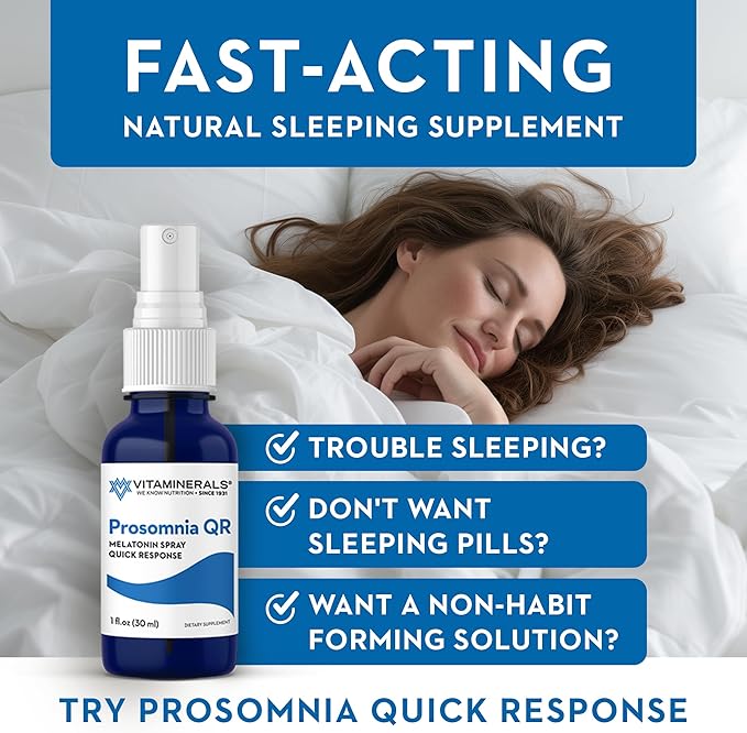Vitaminerals 133 Prosomnia QR, Natural Melatonin Sleep Aid Spray, 1oz
