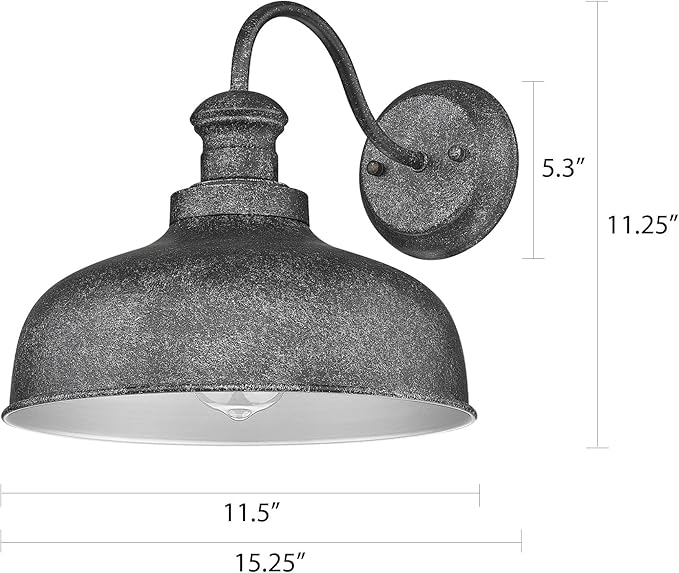 Outdoor Gooseneck Barn Light, Outside Wall Sconce, Weather Resistant Anti-Rust Farmhouse Exterior Wall Lantern for Porch, Garage, Patio, Entryway (Antique Black, 8 Pack)