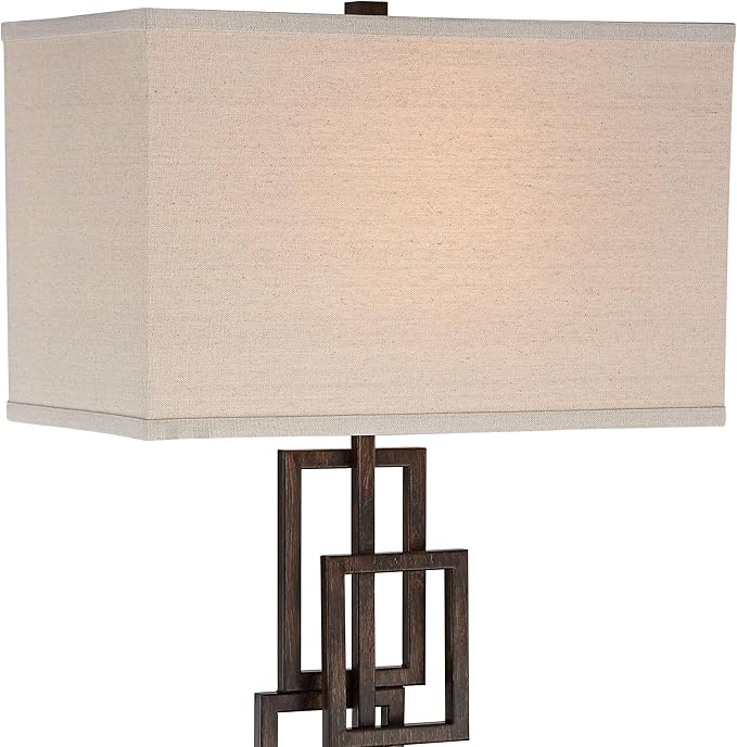 360 Lighting Kory Modern Industrial Table Lamps 26 1/2" Tall Set of 2 Dark Bronze Metal Sculptural Stacked Geometric Rectangular Shade for Bedroom Living Room House Home Bedside Nightstand Entryway