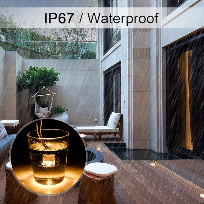 LED Recessed Deck Light Kits with Protecting Shell,LED Outdoor Landscape Lighting IP67 Waterproof,DC 12V Low Voltage Warm White for Garden,Yard,Stair,Patio,Kitchen Decoration In Ground(30pcs)