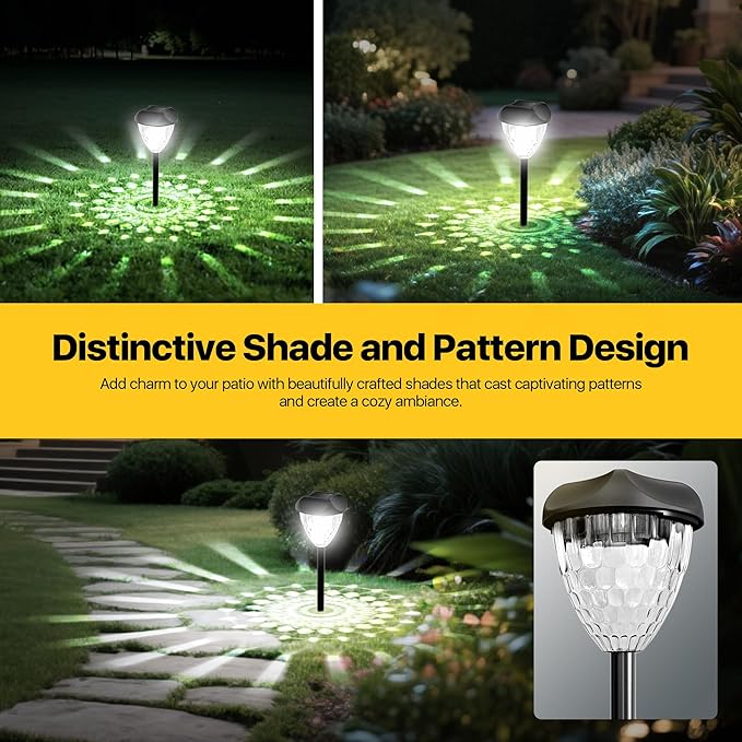 Ensenior 8-Pack Solar Lights Outdoor, 14.17" Auto ON/Off 6500K LED Solar Garden Lights for Pathway, Yard, Patio, Walkway, Planter, Waterproof, Energy-Efficient Landscape Lighting