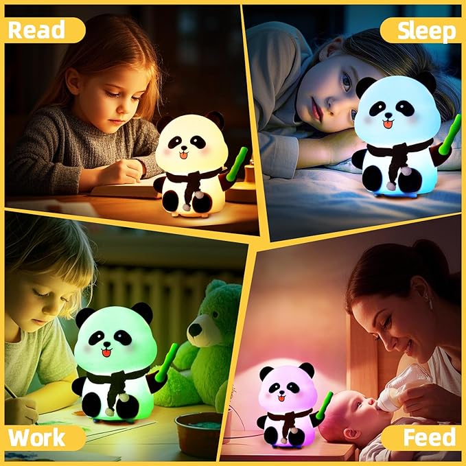 Bunny Night Light for Kids, 7 Colors LED Nightlight for Bedroom, Cute Rabbit Nursery Night Lamp for Girls Boys, Cute Stuff for Children Nightlight Thanksgiving Christmas Gifts (Bamboo Panda)