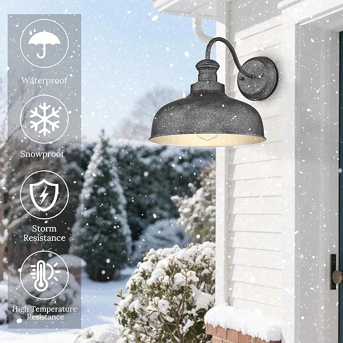Outdoor Farmhouse Barn Light, Outside Wall Sconce, Weather Resistant Anti-Rust Farmhouse Exterior Wall Lighting Fixture, Outdoor Lantern Lamp for Porch, Garage, Patio, Entryway (Antique Black, 6 Pack)