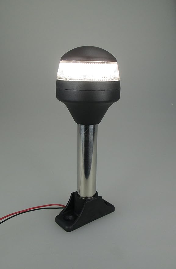 Pactrade Marine Boat LED Fixed Mount Anchor All Round Light S.S. Pole 10-30v 7''H 2NM