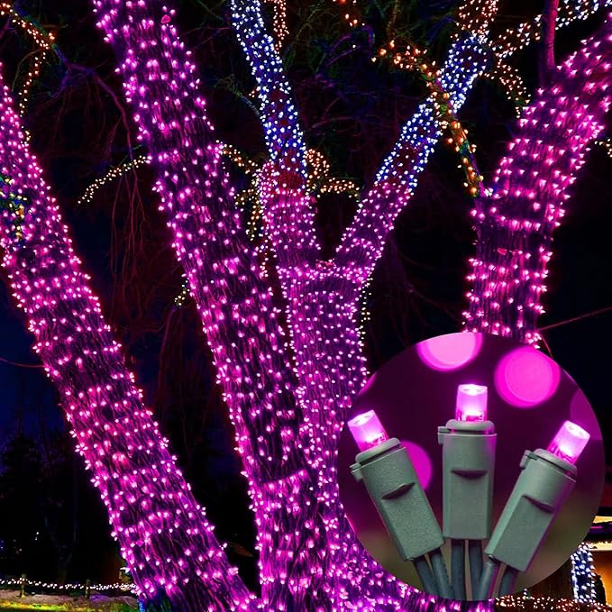 LAMPHOME Pink Valentine Lights String, 64.8 Ft 300 Count Valentines Day, Pack of 3 Strands 21.9 Ft 100 Lights UL Certified Commercial Grade Green Wire 5mm Holiday String Light