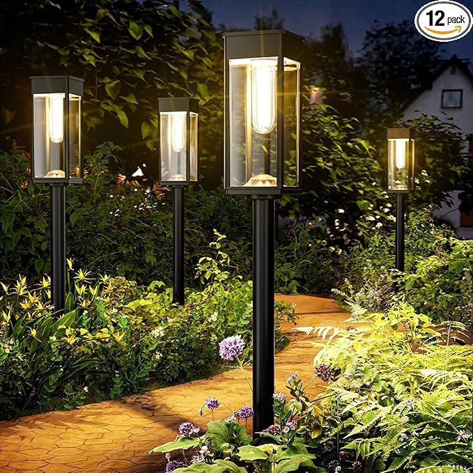 Solar Pathway Lights Outdoor, 12 Pack Bright Solar Lights Outdoor, Auto On/Off, IP65 Waterproof Landscape Lighting for Yard Patio Walkway Driveway Pathway (Warm White)