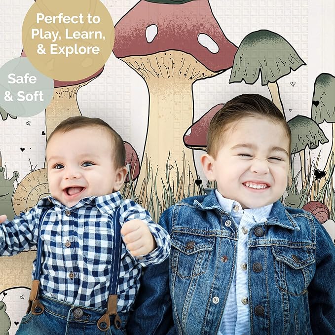 JumpOff Jo Baby Play Mat - Large Folding Foam Play Mat for Infants, Babies, Toddlers, Waterproof, Double-Sided (70" x 59")