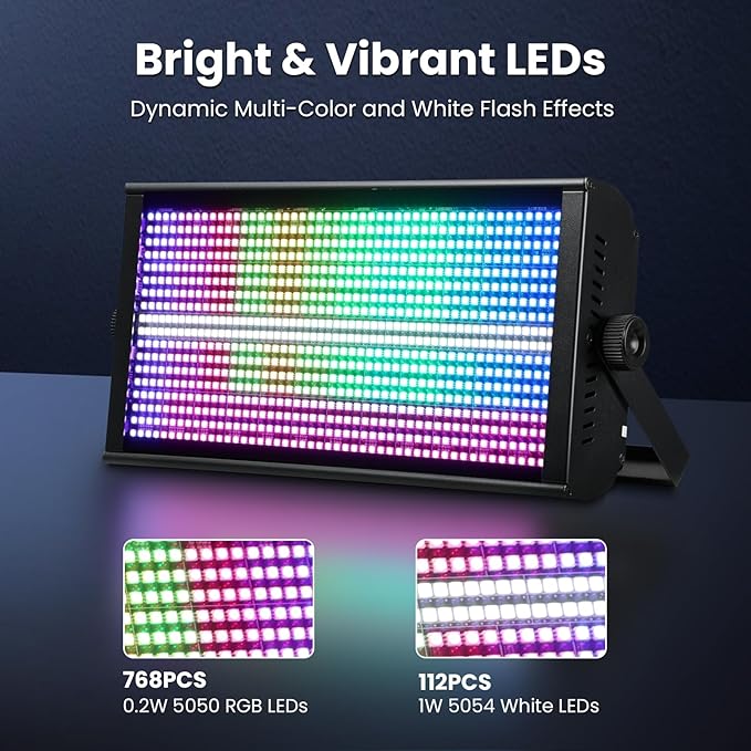 Betopper LF4808 260w Matrix Strobe Effect Lights, Wash Strobe and Blinder Stage Lights, Pixel Mapping & Zonal Control Effects Stage Lighting, Uplights DMX Dj Lights for Party Wedding Club Bars Show,2S