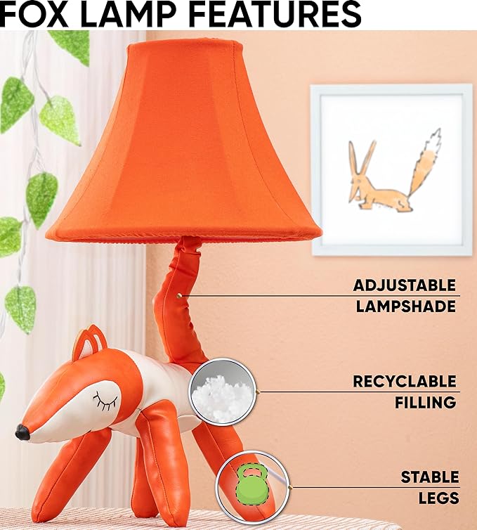 Fox Table Lamp for Kids Bedroom - Gift for All Ages, Cute Animal Lamp Toddler Girls Boys, Fox Room Decor Girls, Birthday Gifts Kids, Sister, Daughter, Niece, Sibling (w Bulb)