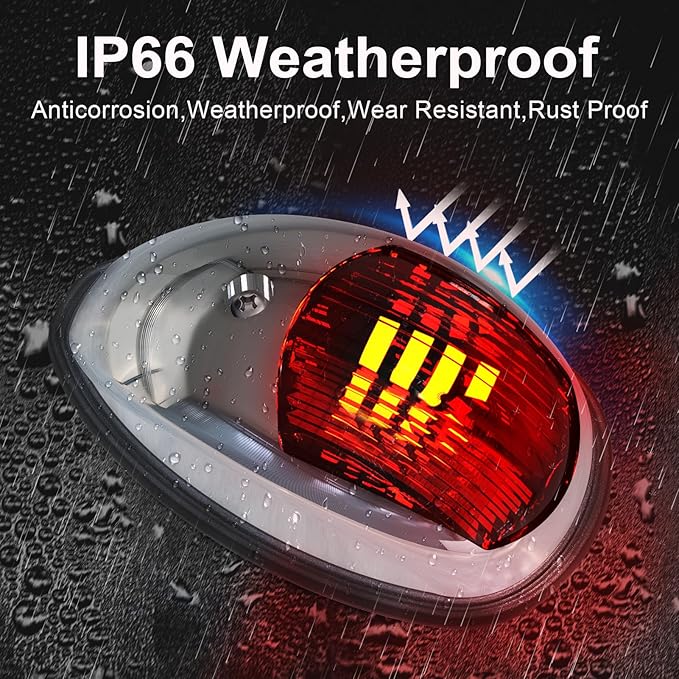 Obcursco Boat Navigation Lights, LED Red and Green Vertical Mount for Bow and Stern, IP67 Waterproof Marine Lights for Pontoon, Bass, and Jon Boats(Sliver)