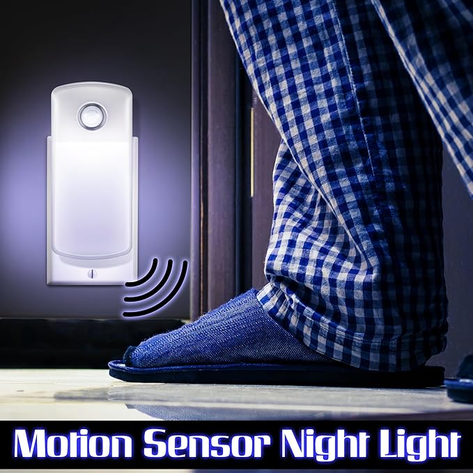 Enhon Emergency Power Failure Night Lights, 5-in-1 Multi Color LED Light, Rechargeable Flashlight with Foldable Plug, Automatic On Off Motion Sensor for Bedrooms, Hallways, Black Outs (3 Pack)