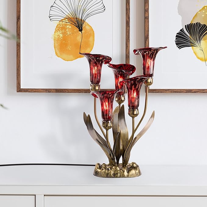 RIVER OF GOODS 20" H Hand Blown Glass 5 Calla Lily Uplight Accent Lamp