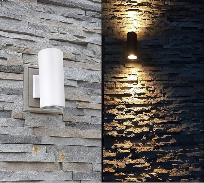 Outdoor Wall Light, Exterior Lighting - ETL Listed, Die-Casting Aluminum Waterproof Wall Mount Cylinder Design - Up Down Light Fixture for Porch, Backyard and Patio (White)