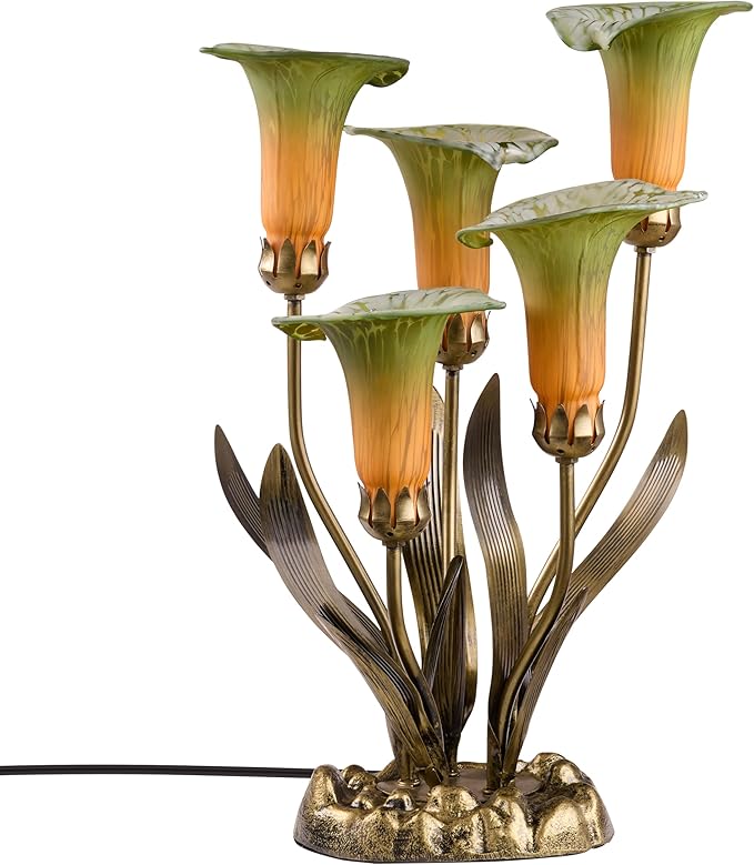 RIVER OF GOODS 20" H Hand Blown Glass 5 Calla Lily Uplight Accent Lamp