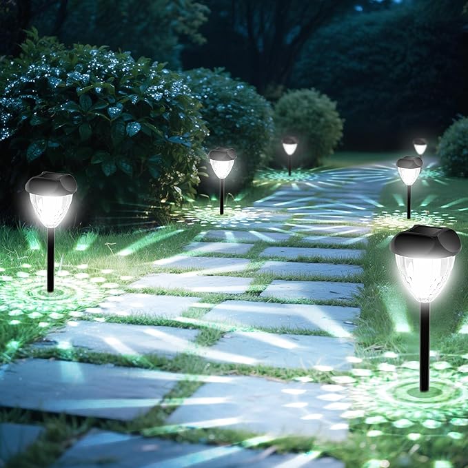 Ensenior 8-Pack Solar Lights Outdoor, 14.17" Auto ON/Off 6500K LED Solar Garden Lights for Pathway, Yard, Patio, Walkway, Planter, Waterproof, Energy-Efficient Landscape Lighting