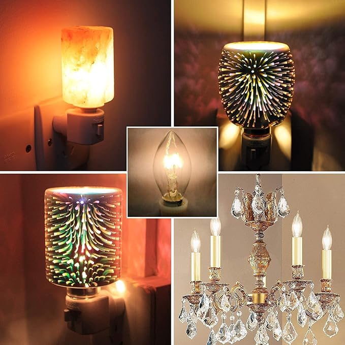 25 Pack C7 Clear Replacement Bulbs, C7 Outdoor Christmas String Light Bulbs, 5 W Night Light Bulbs Incandescent Bulbs for C7/ E12 Candelabra Base Christmas Outdoor String Lights- Clear