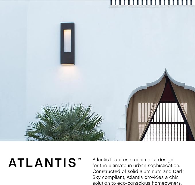 Hinkley Atlantis Extra Large Wall Mount Outdoor Lantern - Aluminum, Etched Glass Lens, LED Bulb Included, Dark Sky - Titanium Finish