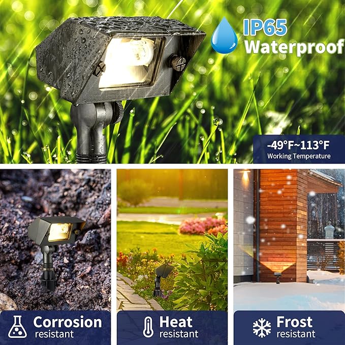 Gardenreet Brass Wall Wash Light - LED Outdoor Low Voltage Flood Lights, 12V Landscape Hardwired IP65 Waterproof, Angle Adjustable Bronze Lighting for Tree Wall with 4000K 3W 270LM G4 Bulb 12 Pack