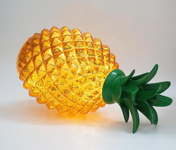 Mercury Glass Pineapple Lamp with Timer, Pineapple Fairy Lights,Glass Table lamp,Battery Operated Led Night Light for Kids Room,Bedroom,Home Decoration (Gold)