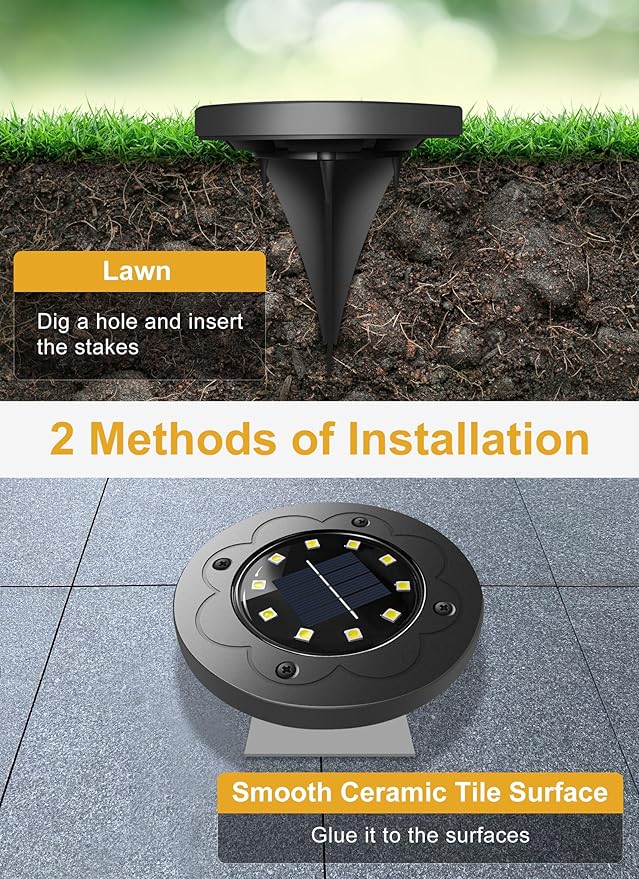 Brightown Solar Lights Outdoor Waterproof, 16 Packs LED In-Ground Lights Outdoor Solar Lights for Yard Patio Garden Lawn Deck Outside Pathway Walkway Sidewalk, White