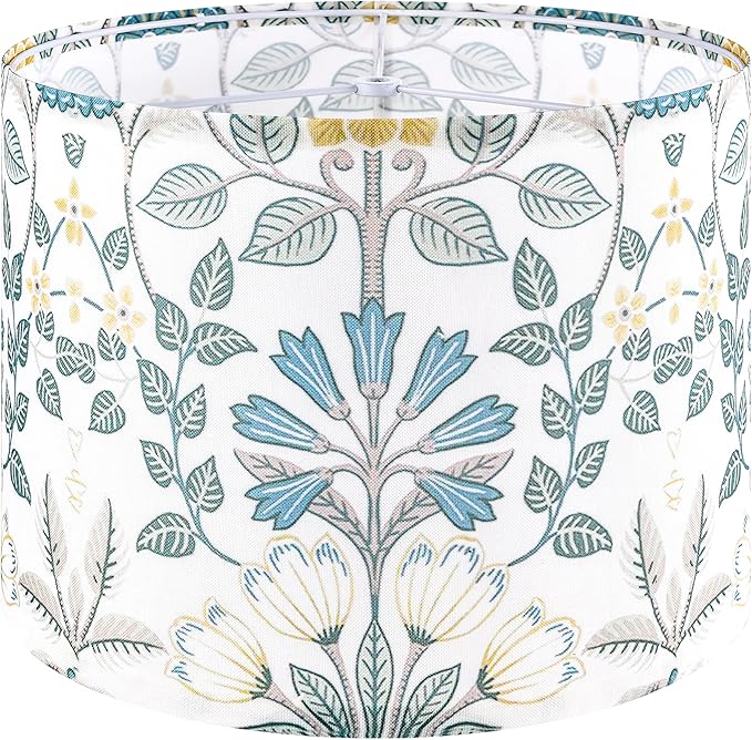 GO&SO Large Lamp Shades Drum Lampshades 16" Top X 16" Bottom X 12" High,Floor Lamp Shade Replacement, Floral Large Lamp Shades for Table Lamps, Modern Lampshades-Assembly Required