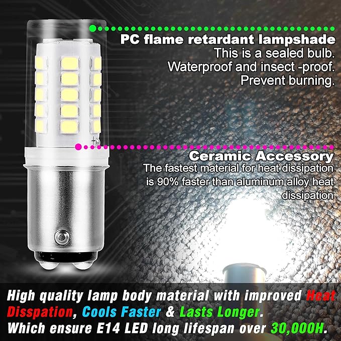 BA15D 1004 1142 1076 90 Marine Boat Navigation Lights Xenon White 6000K 12V 24V S8 1176 DC Bayonet Bulb Double Contact for Sailboat Pontoon Boat Bow Stern Anchor Port Starboard Lights Bulb, 4 Pack