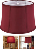 GOSO Medium Burgundy Red Drum Lamp Shade for Table Lamps Floor Lamp,12x14x10 inch (Spider) Fabric Faux Silk Lampshades Replacement, Art Deco Vintage Lamp Shades for Living Room&Bedroon-Easy Assembly