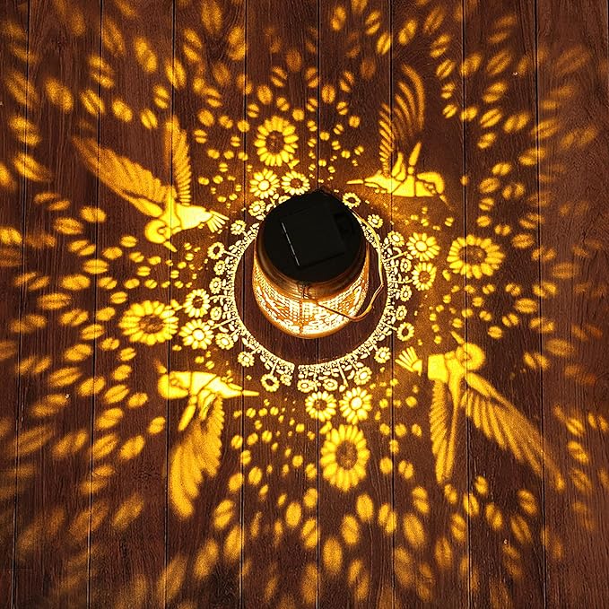 Hummingbird Solar Lanterns Outdoor Garden Decor, Christmas Gifts for Women Mom Grandma, Hanging Metal Solar Lights Waterproof LED Decoration with Shepherd Hook Outside for Yard Patio Lawn Porch