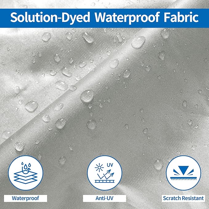 iCOVER Trailerable Boat Cover- 17'-19' Heavy Duty Waterproof Tarp Covers with Storage Bag, Fits V-Hull, Fish&Ski, Pro-Style, Fishing, Runabout, Bass Boats, up to 17ft-19ft Long X 96" Wide