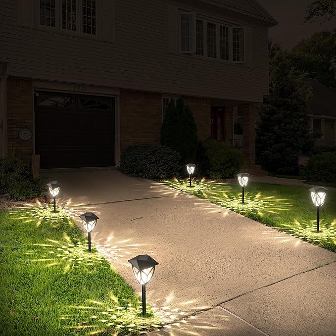 Ensenior 12-Pack Solar Lights Outdoor, 16.77" 3000K LED Solar Garden Lights for Pathway, Yard, Patio, Walkway, Planter, Waterproof, Energy-Efficient Landscape Lighting
