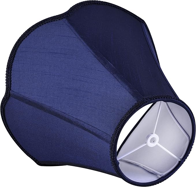 GO&SO Navy Blue Lamp Shade Scalloped Lampshade,Petal Edge Braid Bell Lamps Shades,Lamp Shades for Table Lamps,Fabric Lampshades Medium,6"Top x 13"Bottom x 10.6"Vertical Height (Spider) -Easy Assembly