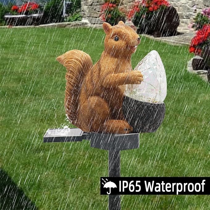 Upgraded Solar Garden Lights Outdoor Decor, Solar Squirrel Stake Lights Colorful LED, IP65 Waterproof Squirrel Decorative Lights, for Yard Patio Garden Lawn Decoration